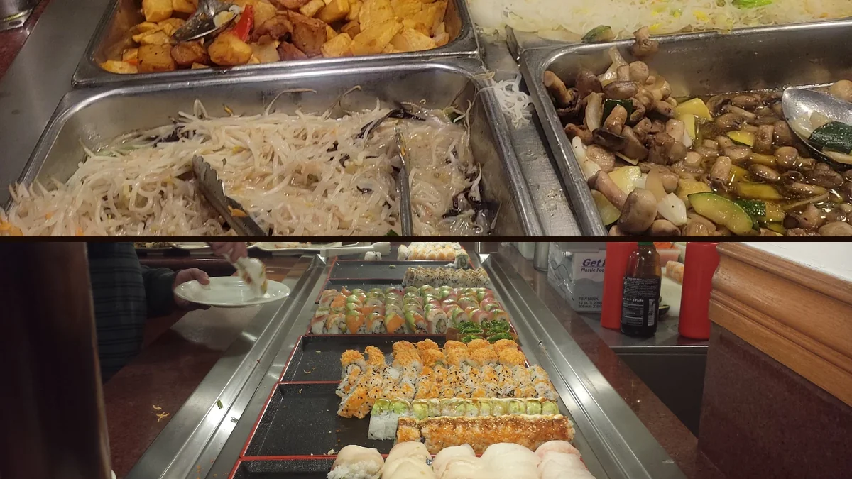 Counter service area beside the buffet line.